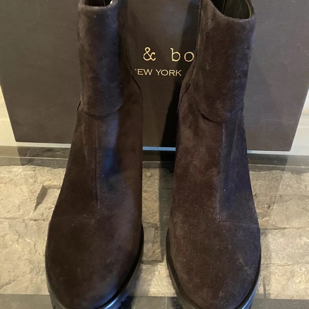 RAG & BONE NEWBURY 2.0 BLACK SUEDE CLASSIC  ANKLE BOOTIES BOOTS SZ 6.5  36.5 NEW - Picture 8 of 11